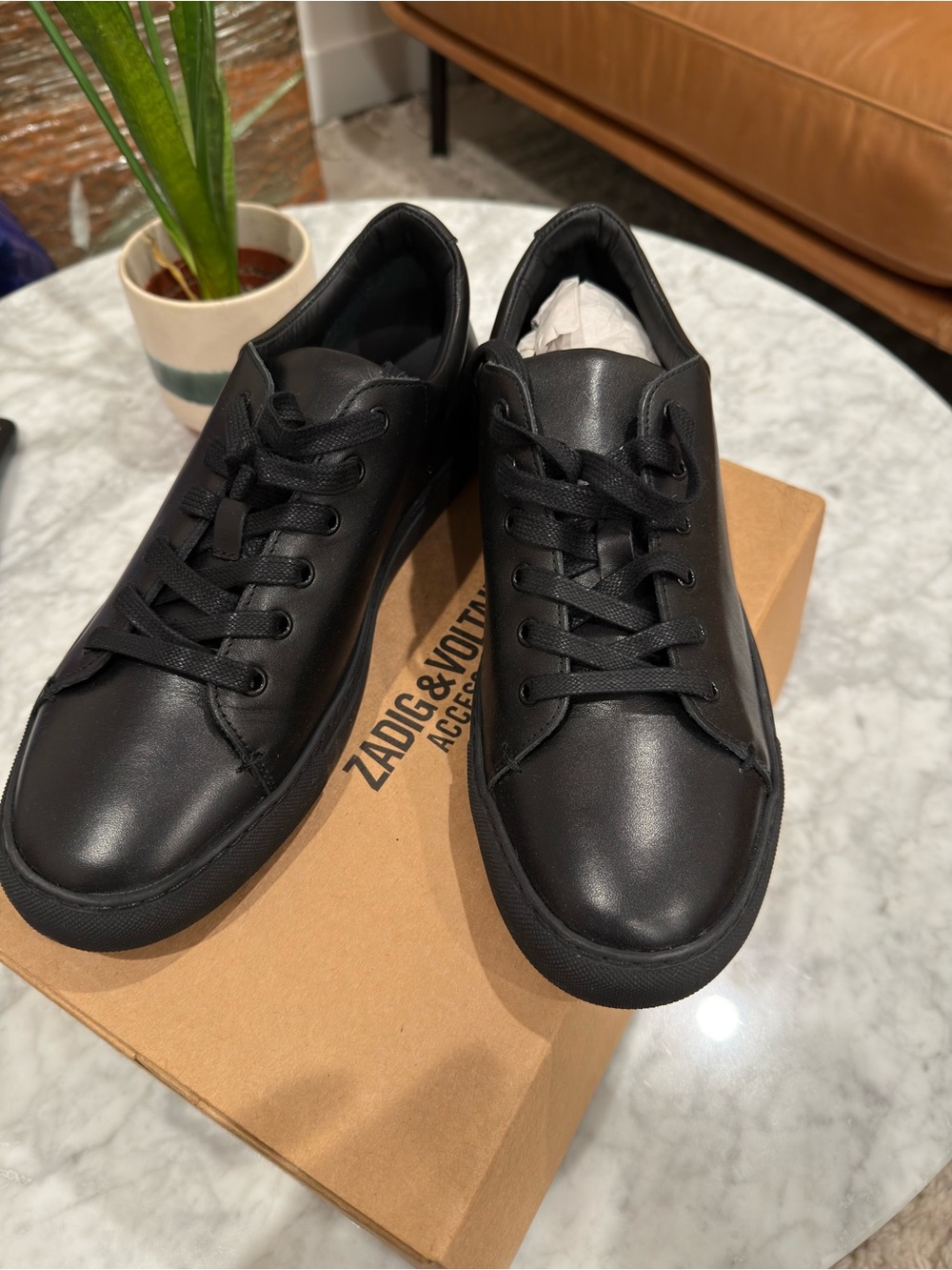 Zadig & Voltaire Black Leather Low-Top Sneakers